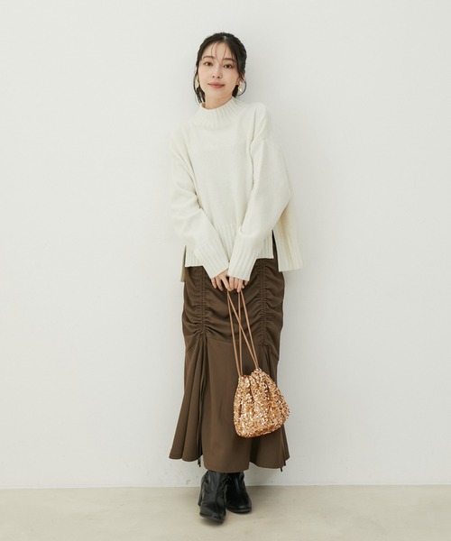VIS（ビス）の「【選べる着丈】ふわもこサイドスリットニット【洗える】（ニット/セーター・レディース・ピンク/オフホワイト/ブルー系その他4/グレー系その他・FREE/FS）」の12枚目の写真