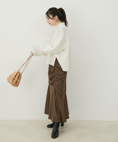 VIS（ビス）の「【選べる着丈】ふわもこサイドスリットニット【洗える】（ニット/セーター・レディース・ピンク/オフホワイト/ブルー系その他4/グレー系その他・FREE/FS）」の13枚目の写真