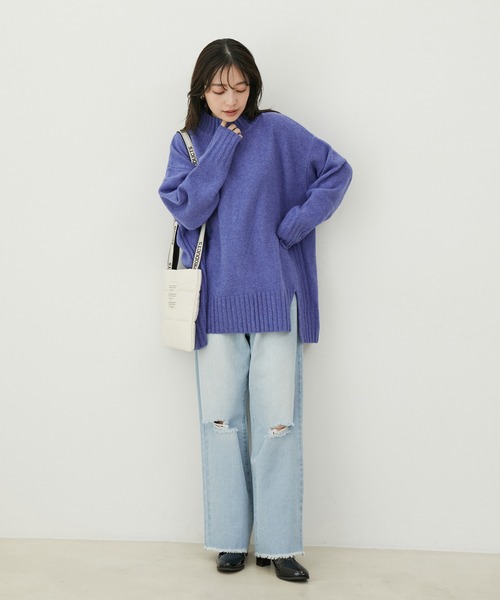 VIS（ビス）の「【選べる着丈】ふわもこサイドスリットニット【洗える】（ニット/セーター・レディース・ピンク/オフホワイト/ブルー系その他4/グレー系その他・FREE/FS）」の16枚目の写真