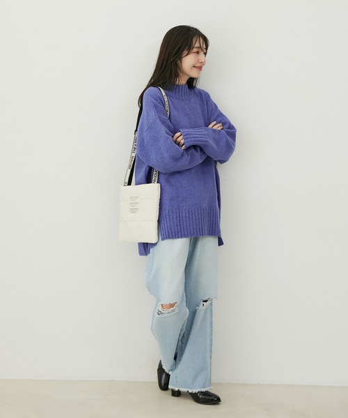 VIS（ビス）の「【選べる着丈】ふわもこサイドスリットニット【洗える】（ニット/セーター・レディース・ピンク/オフホワイト/ブルー系その他4/グレー系その他・FREE/FS）」の17枚目の写真