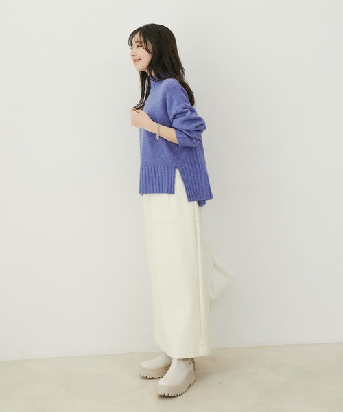 VIS（ビス）の「【選べる着丈】ふわもこサイドスリットニット【洗える】（ニット/セーター・レディース・ピンク/オフホワイト/ブルー系その他4/グレー系その他・FREE/FS）」の18枚目の写真
