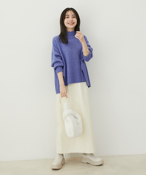 VIS（ビス）の「【選べる着丈】ふわもこサイドスリットニット【洗える】（ニット/セーター・レディース・ピンク/オフホワイト/ブルー系その他4/グレー系その他・FREE/FS）」の19枚目の写真