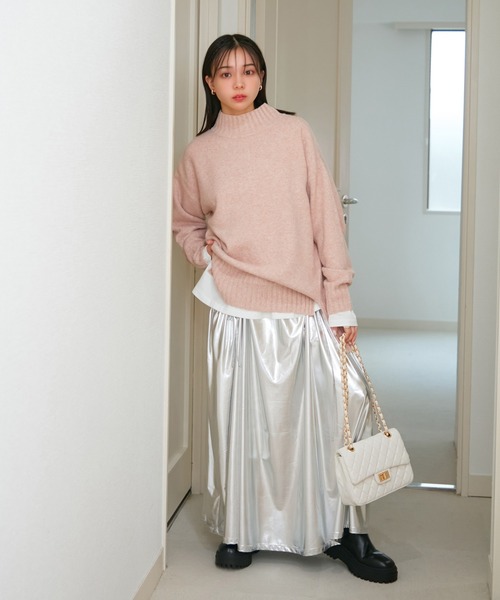 セール】【選べる着丈】ふわもこサイドスリットニット【洗える  