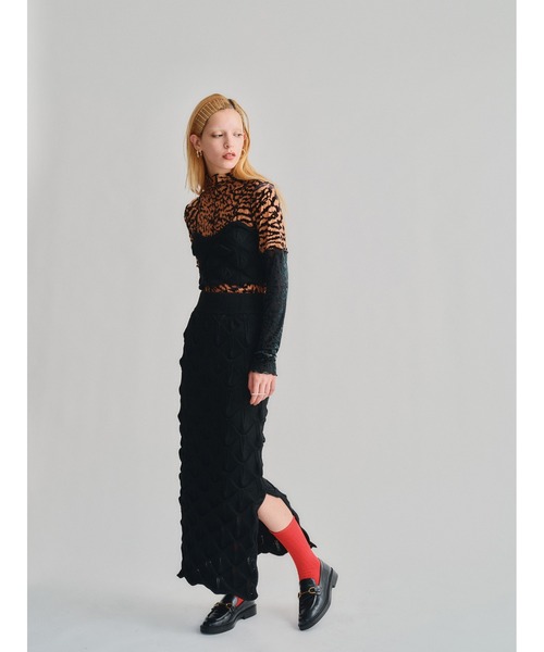 led.tokyo(レッドトウキョウ)の「【led.tokyo】VELOUR SHEER LEOPARD TOPS(Tシャツ/カットソー・レディース・グリーン/オレンジ・FREE)」の9枚目の写真