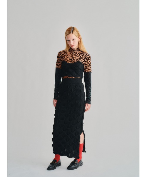 led.tokyo(レッドトウキョウ)の「【led.tokyo】VELOUR SHEER LEOPARD TOPS(Tシャツ/カットソー・レディース・グリーン/オレンジ・FREE)」の10枚目の写真