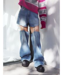 チェーンスラッシュワイドデニムパンツ