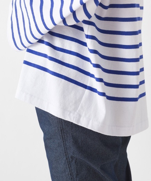 OMNES（オムネス）の「パネルボーダーワイドスリーブ長袖Tシャツ（Tシャツ/カットソー・レディース・ホワイト×ブルー/グレー系その他/ホワイト×ブラック/ホワイト系その他・FREE）」の6枚目の写真
