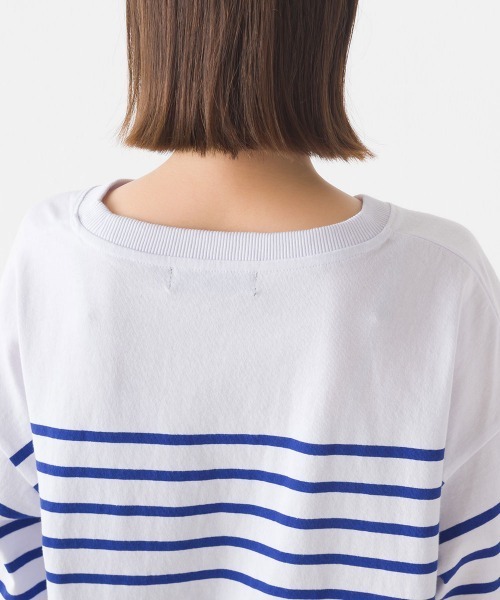 OMNES（オムネス）の「パネルボーダーワイドスリーブ長袖Tシャツ（Tシャツ/カットソー・レディース・ホワイト×ブルー/グレー系その他/ホワイト×ブラック/ホワイト系その他・FREE）」の7枚目の写真