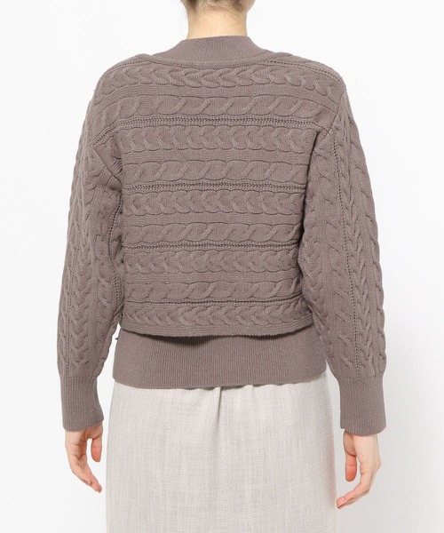 mysty woman（ミスティウーマン）の「カシュクールケーブルツインニット 982426（ニット/セーター・レディース・ブラウン/ピンク/オフホワイト・FREE）」の12枚目の写真