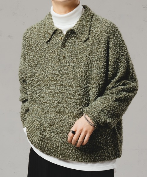 ぱんだのきょうだい⭐︎要！！プロフ確認 　かぐれ　ニット COLOR NEP LAYERED KNIT POLO / カラーネップレイヤードニットポロ