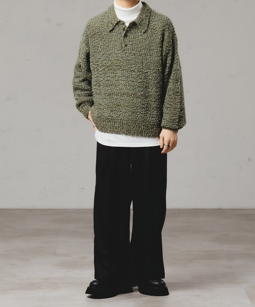 ウールブレンドメランジルーズニットポロ（ニット/セーター）｜epnok