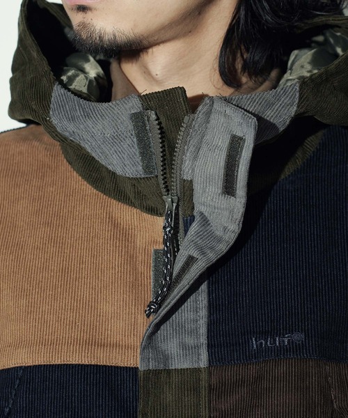 HUF（ハフ）の「HUF / ハフ CONTRAST CORD MOUNTAIN JACKET コントラストコード マウンテンジャケット（マウンテンパーカー・メンズ・パープル/グリーン・MEDIUM/LARGE）」の8枚目の写真