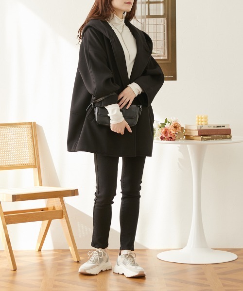 オーバーサイズ ウール調フーデッドコート（その他アウター）｜nissen（ニッセン）