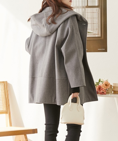オーバーサイズ ウール調フーデッドコート（その他アウター）｜nissen（ニッセン）