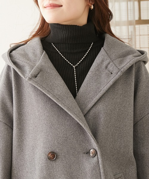 オーバーサイズ ウール調フーデッドコート（その他アウター）｜nissen（ニッセン）