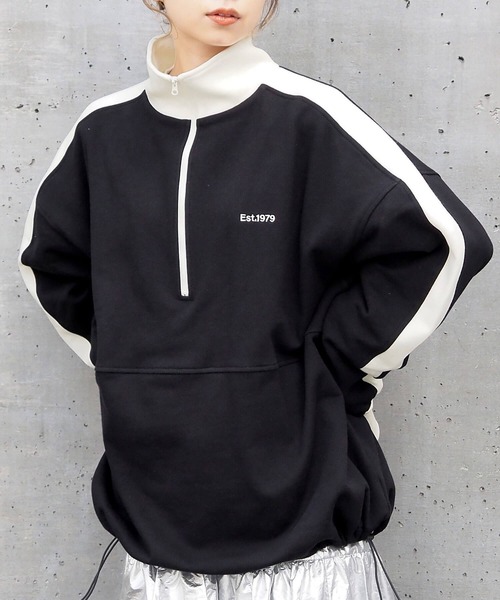 新品未使用ハーフジップ 裏毛スエットトップスIovory