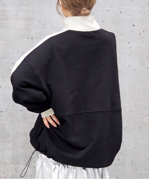 tiptop（ティップトップ）の「【新色登場】裏毛ハーフジップ袖ラインプルオーバー（スウェット・レディース・ブラック/アイボリー/グレー/エンジ/ネイビー・FREE）」の21枚目の写真