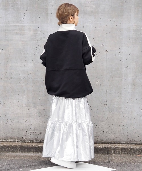 tiptop（ティップトップ）の「【新色登場】裏毛ハーフジップ袖ラインプルオーバー（スウェット・レディース・ブラック/アイボリー/グレー/エンジ/ネイビー・FREE）」の22枚目の写真