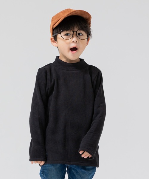 chil2(チルツー)の「裏シャギー テレコハイネックTシャツ(Tシャツ/カットソー・キッズ・ブラック/クリーム/グレー/ピンク・140cm/100cm/130cm/90cm/110cm/120cm/80cm)」の2枚目の写真