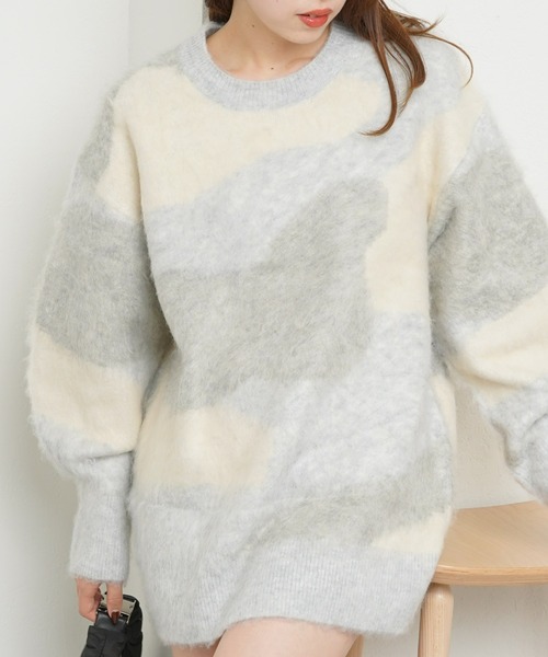 Chico（チコ）の「ニュアンス柄ジャガードチュニック（チュニック・レディース・グレー/ピンク/アイボリー・FREE）」の6枚目の写真