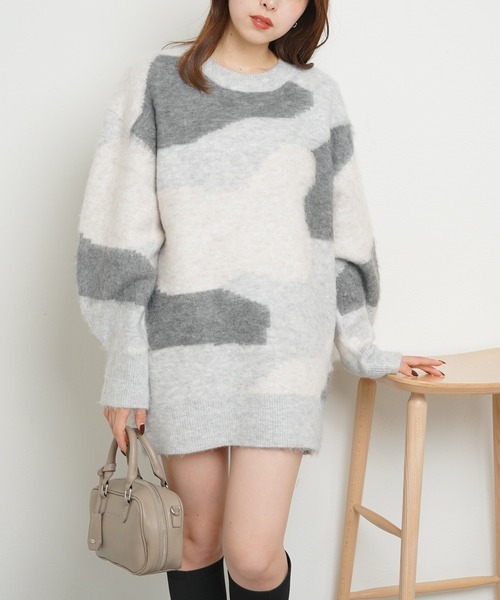 セール】ニュアンス柄ジャガードチュニック（チュニック