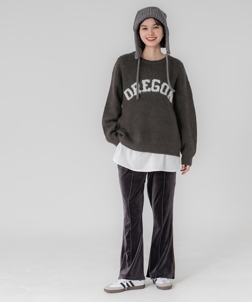 coca（coca）（コカ）の「ブークレーニット ロゴトップス（ニット/セーター・レディース・グレー/グレイッシュベージュ/レッド/チャコール・M/L）」の20枚目の写真