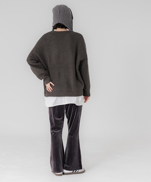 coca（coca）（コカ）の「ブークレーニット ロゴトップス（ニット/セーター・レディース・グレー/グレイッシュベージュ/レッド/チャコール・M/L）」の22枚目の写真