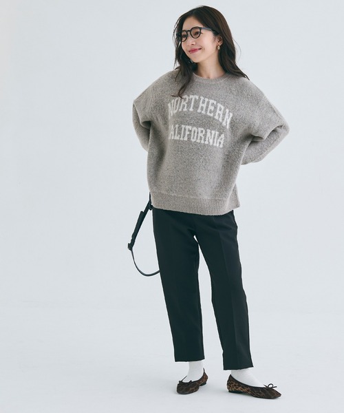 coca（coca）（コカ）の「ブークレーニット ロゴトップス（ニット/セーター・レディース・グレー/グレイッシュベージュ/レッド/チャコール・M/L）」の8枚目の写真