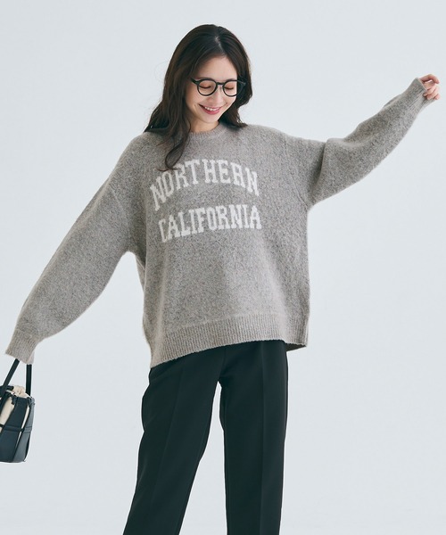 coca（coca）（コカ）の「ブークレーニット ロゴトップス（ニット/セーター・レディース・グレー/グレイッシュベージュ/レッド/チャコール・M/L）」の10枚目の写真