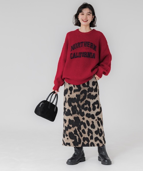 coca（coca）（コカ）の「ブークレーニット ロゴトップス（ニット/セーター・レディース・グレー/グレイッシュベージュ/レッド/チャコール・M/L）」の12枚目の写真