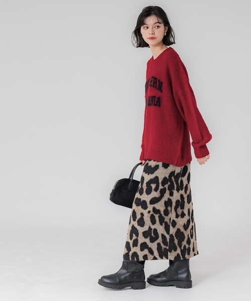 coca（coca）（コカ）の「ブークレーニット ロゴトップス（ニット/セーター・レディース・グレー/グレイッシュベージュ/レッド/チャコール・M/L）」の14枚目の写真