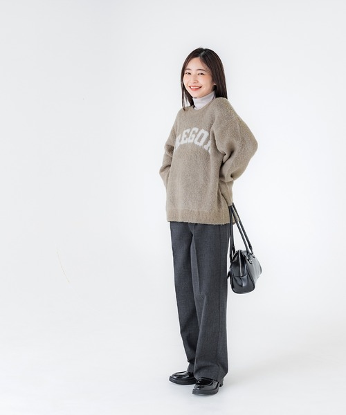 coca（coca）（コカ）の「ブークレーニット ロゴトップス（ニット/セーター・レディース・グレー/グレイッシュベージュ/レッド/チャコール・M/L）」の6枚目の写真