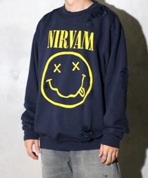 THRIFTY LOOK / スリフティールック WORN-OUT BAND CREW SWEAT "NIRVANA" ダメージ加工クルースウェット ニルバーナ