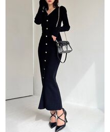 RESEXXY | ゴールトボタンタイトニットワンピース(ワンピース)