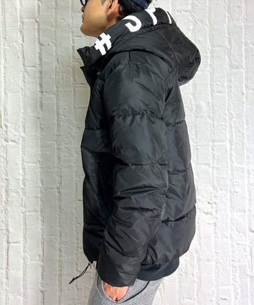 中綿フードダウンジャケット マウンテンジャケット メンズ ロゴ入り