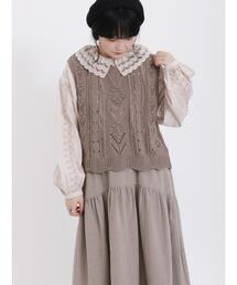 Samansa Mos2 | 花柄編みニットベスト(ベスト)