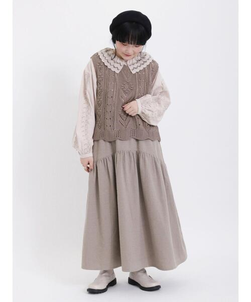 Samansa Mos2(サマンサ モスモス)の「花柄編みニットベスト(ベスト・レディース・オフホワイト/モカ/ブラック・F)」の7枚目の写真