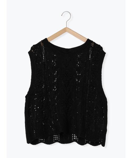 サマンサモスモス　手編みベスト Samansa Mos2（サマンサ モスモス）の「花柄編みニットベスト（ベスト