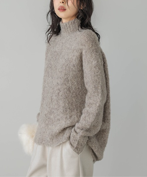 Lajour(ラジュール)の「日本製ハイネックエコニット(ニット/セーター・レディース・ピンク/グレー/ベージュ/ブルー・フリー)」の3枚目の写真