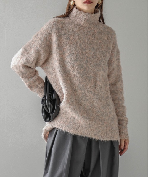 Lajour(ラジュール)の「日本製ハイネックエコニット(ニット/セーター・レディース・ピンク/グレー/ベージュ/ブルー・フリー)」の1枚目の写真
