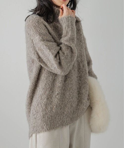 Lajour(ラジュール)の「日本製ハイネックエコニット(ニット/セーター・レディース・ピンク/グレー/ベージュ/ブルー・フリー)」の7枚目の写真