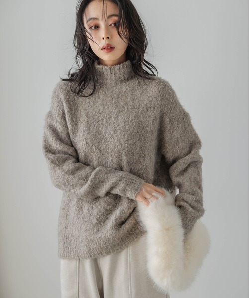 Lajour(ラジュール)の「日本製ハイネックエコニット(ニット/セーター・レディース・ピンク/グレー/ベージュ/ブルー・フリー)」の8枚目の写真