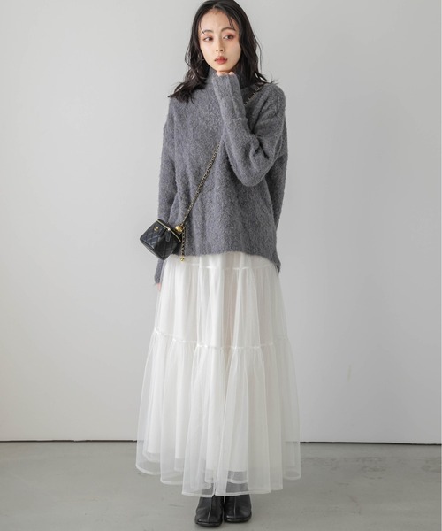 Lajour(ラジュール)の「日本製ハイネックエコニット(ニット/セーター・レディース・ピンク/グレー/ベージュ/ブルー・フリー)」の10枚目の写真