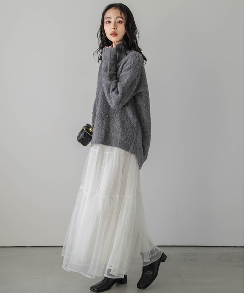 Lajour(ラジュール)の「日本製ハイネックエコニット(ニット/セーター・レディース・ピンク/グレー/ベージュ/ブルー・フリー)」の11枚目の写真