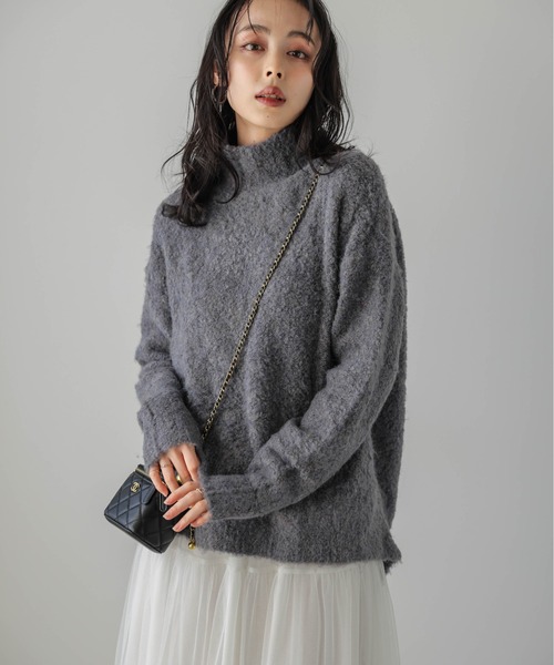 Lajour(ラジュール)の「日本製ハイネックエコニット(ニット/セーター・レディース・ピンク/グレー/ベージュ/ブルー・フリー)」の12枚目の写真