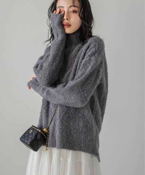 Lajour(ラジュール)の「日本製ハイネックエコニット(ニット/セーター・レディース・ピンク/グレー/ベージュ/ブルー・フリー)」の13枚目の写真