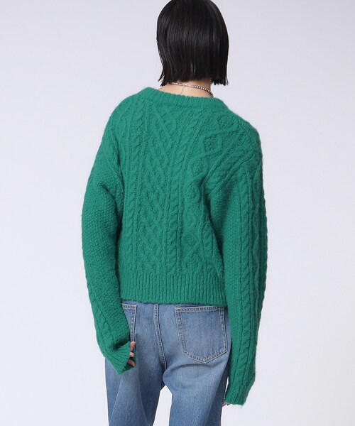 GALLEST（ギャレスト）の「ヘアリーケーブルニット（ニット/セーター・レディース・ホワイト系/グリーン/チャコール・38）」の9枚目の写真