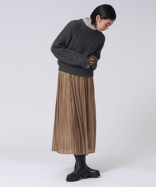 GALLEST（ギャレスト）の「ヘアリーケーブルニット（ニット/セーター・レディース・ホワイト系/グリーン/チャコール・38）」の10枚目の写真