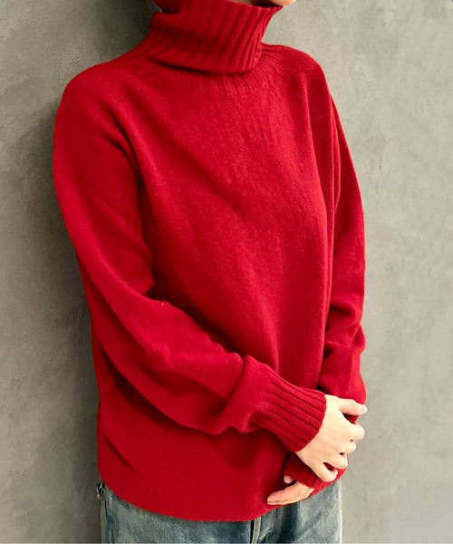 【美品】  ARMEN / アーメン | GEELONG LAMBS WOOL CREW PULL クルーネックニット | 2 | レッド | レディース JOURNAL STANDARD LUXE（ジャーナルスタンダード ラックス）の
