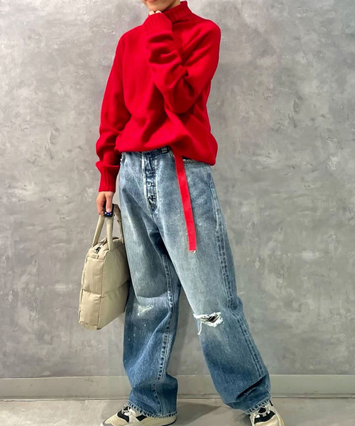 【美品】  ARMEN / アーメン | GEELONG LAMBS WOOL CREW PULL クルーネックニット | 2 | レッド | レディース ARMENの定番ニットでコーディネート上手な冬 